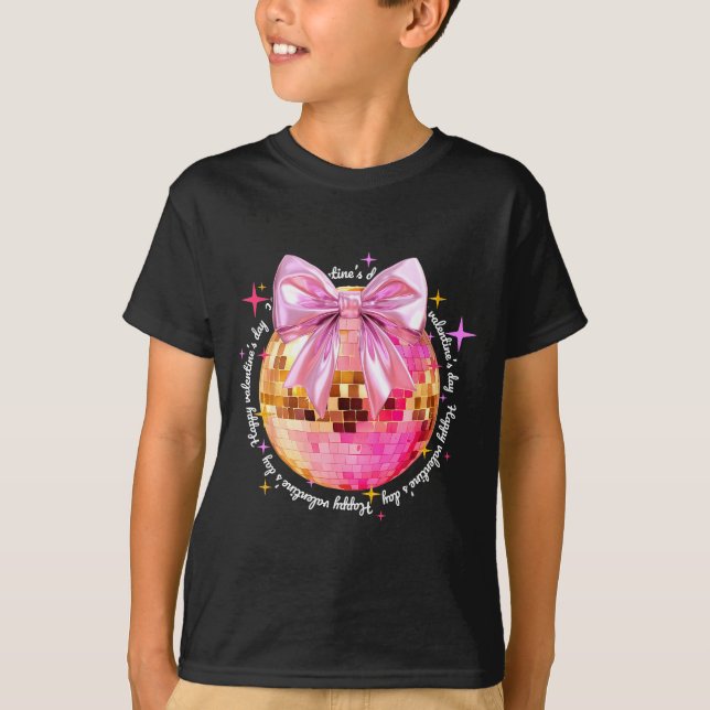 Happy Valentine's Day Funny Coquette Disco Ball Gi T-Shirt (Front)