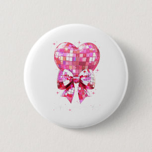 Happy Valentine's Day Funny Coquette Disco Ball He Button