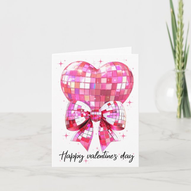 Happy Valentine's Day Funny Coquette Disco Ball He Card (Front)