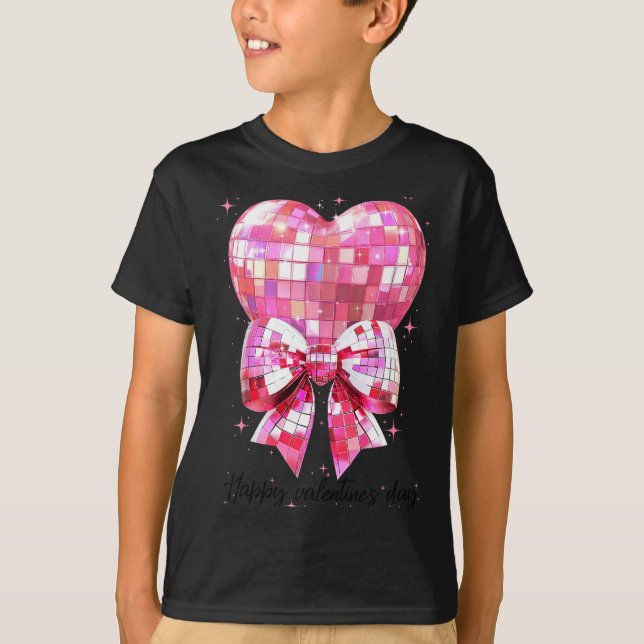Happy Valentine's Day Funny Coquette Disco Ball He T-Shirt (Front)