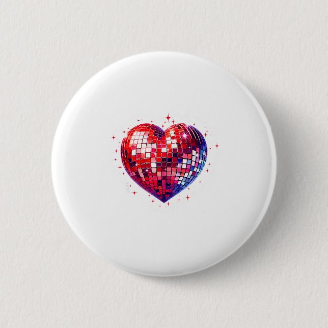 Happy Valentine's Day Funny Coquette Red Disco Bal Button (Front)