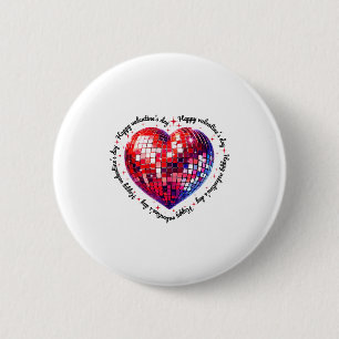 Happy Valentine's Day Funny Coquette Red Disco Bal Button