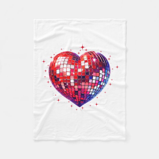 Happy Valentine's Day Funny Coquette Red Disco Bal Fleece Blanket (Front)