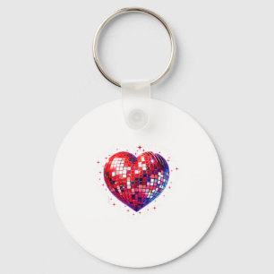 Happy Valentine's Day Funny Coquette Red Disco Bal Keychain