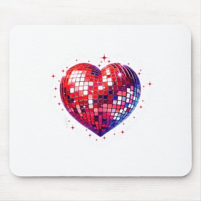 Happy Valentine's Day Funny Coquette Red Disco Bal Mouse Pad (Front)