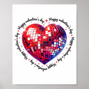 Happy Valentine's Day Funny Coquette Red Disco Bal Poster
