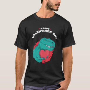 Happy Valentine's Day Funny Dino With Heart Valent T-Shirt