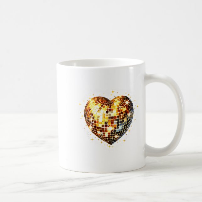 Happy Valentine's Day Funny Gold Coquette Disco Ba Coffee Mug (Right)