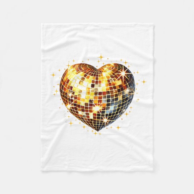 Happy Valentine's Day Funny Gold Coquette Disco Ba Fleece Blanket (Front)