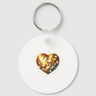 Happy Valentine's Day Funny Gold Coquette Disco Ba Keychain