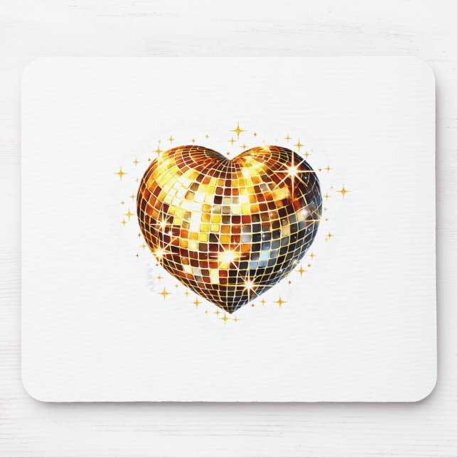 Happy Valentine's Day Funny Gold Coquette Disco Ba Mouse Pad (Front)