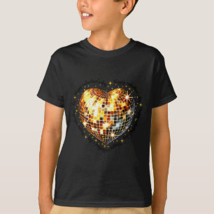 Happy Valentines Day Funny Gold Coquette Disco Bal T-Shirt