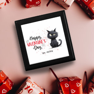 Happy Valentines Day Funny Pun Black Cat Gift Box