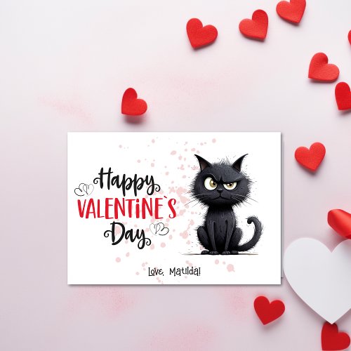 Happy Valentines Day Funny Pun Black Cat  Holiday Card