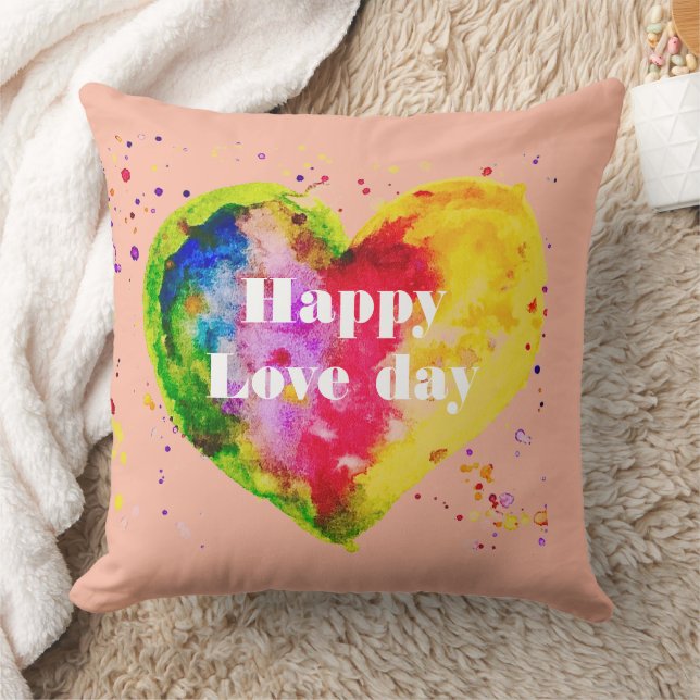 Happy Valentines Day Gay Couple LGBT Throw Pillow (Blanket)