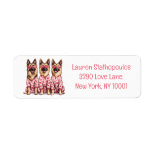 Happy Valentines Day German Shepherd Dogs Label