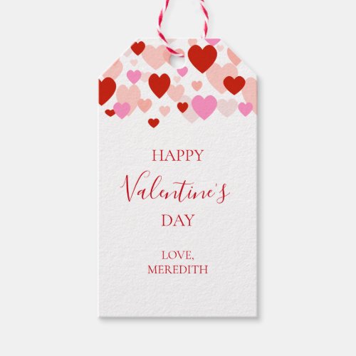 Happy Valentines Day Gift Tag Red  Pink Hearts Gift Tags