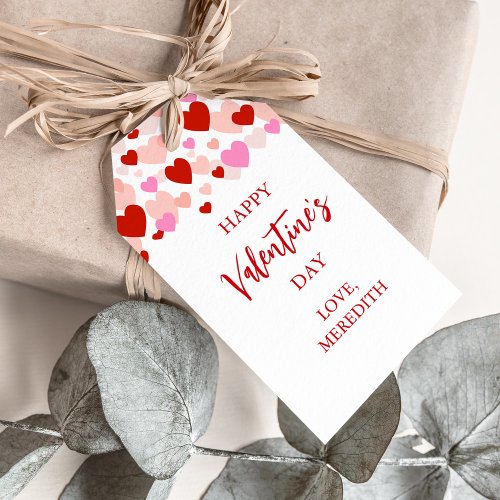 Happy Valentines Day Gift Tag Red  Pink Hearts Gift Tags