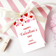 Happy Valentine's Day Gift Tag, Red & Pink Hearts Tags