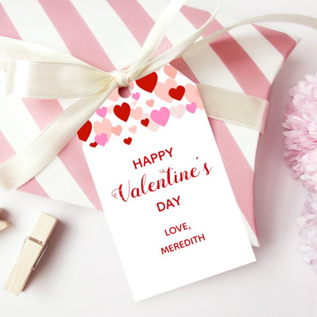 Happy Valentine's Day Gift Tag, Red & Pink Hearts Tags (Creator Uploaded)