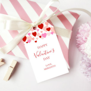 Happy Valentine's Day Gift Tag, Red & Pink Hearts Tags