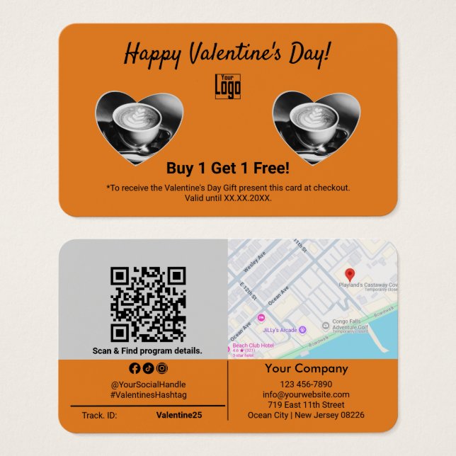 Happy Valentine's Day  Gift Voucher Card (Front & Back)