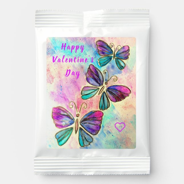 Happy Valentine's Day Gift with Butterflies Margarita Drink Mix (Front)