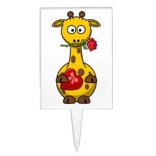 "HAPPY VALENTINE'S DAY" GIRAFFE CAKE TOPPER