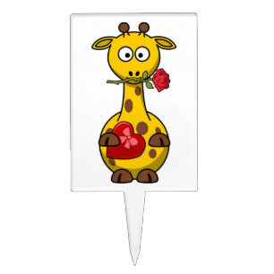 "HAPPY VALENTINE'S DAY" GIRAFFE CAKE TOPPER