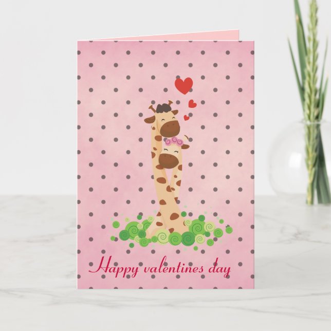 Happy valentines day giraffe holiday card (Front)