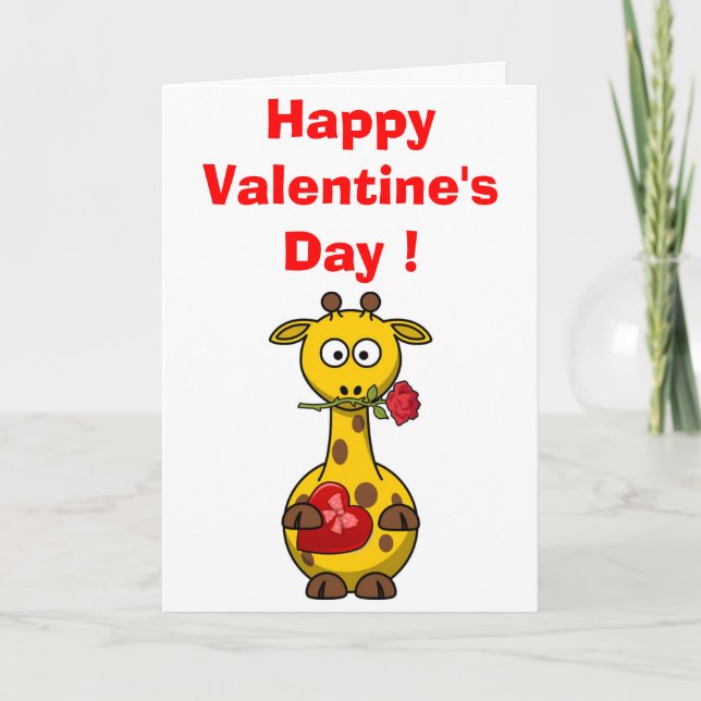 "HAPPY VALENTINE'S DAY" GIRAFFE HOLIDAY CARD (Front)