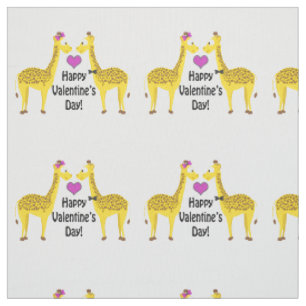 Happy Valentine's Day Giraffes Fabric