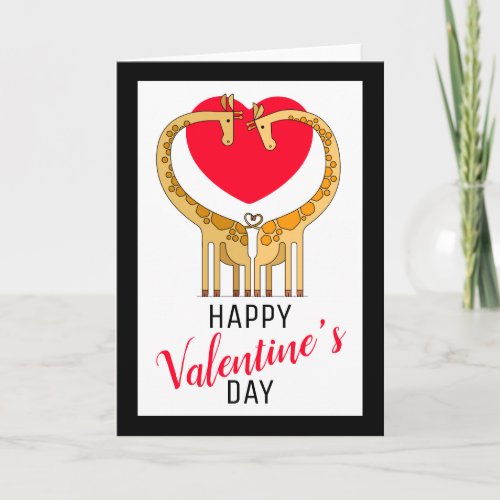Happy Valentines Day  Giraffes In Love Card