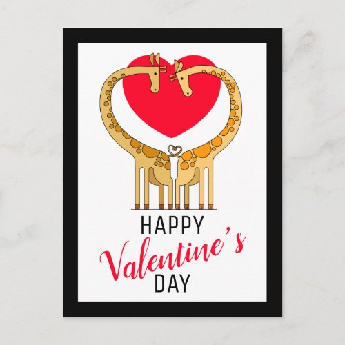 Happy Valentines Day  Giraffes In Love Postcard