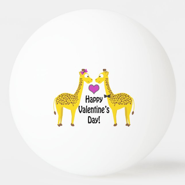 Happy Valentine's Day Giraffes Ping-Pong Ball (Front)