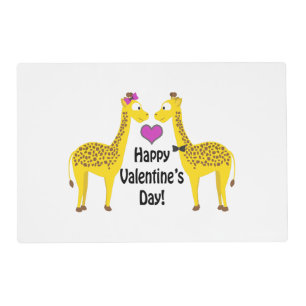 Happy Valentine's Day Giraffes Placemat