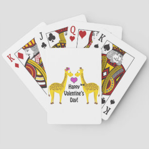 Happy Valentine's Day Giraffes Poker Cards