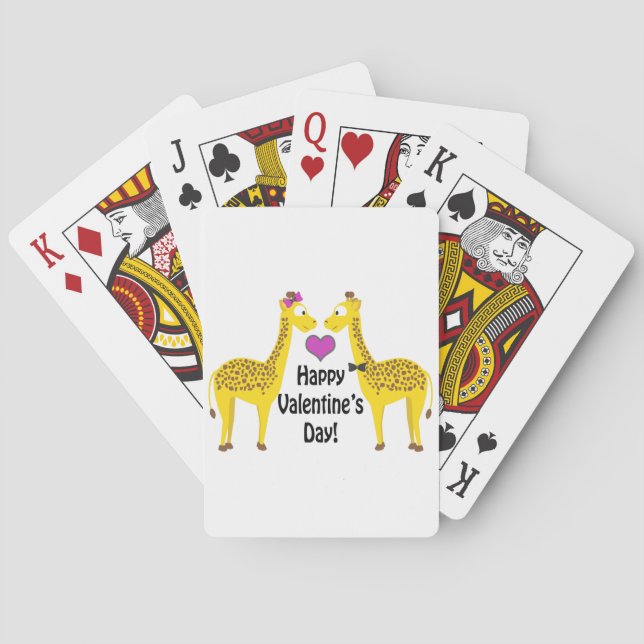 Happy Valentine's Day Giraffes Poker Cards (Back)
