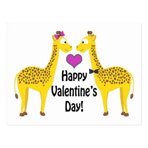 Happy Valentine's Day Giraffes Postcard | Zazzle