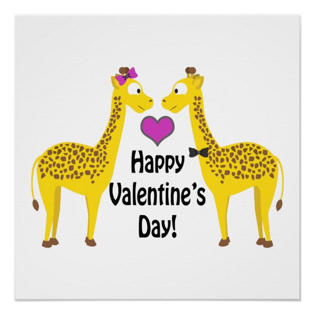 Happy Valentine's Day Giraffes Poster (Front)