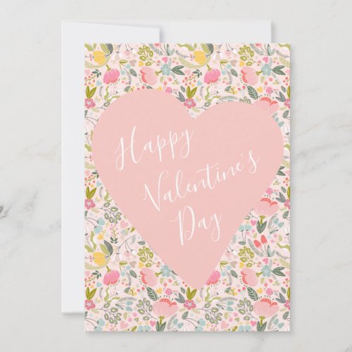 Happy Valentines Day girly blush pink heart Holiday Card