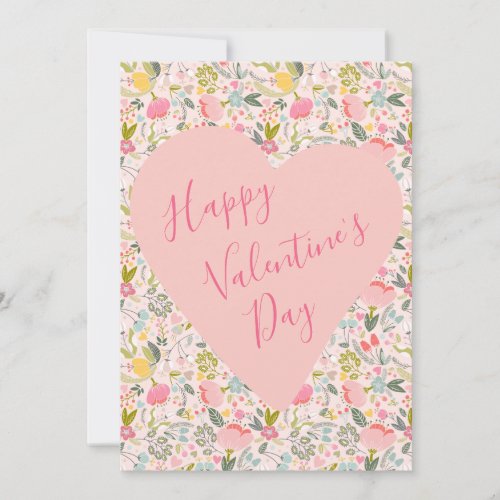 Happy Valentines Day girly blush pink heart Holiday Card