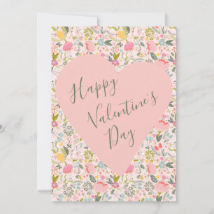 Happy Valentines Day girly blush pink heart Holiday Card