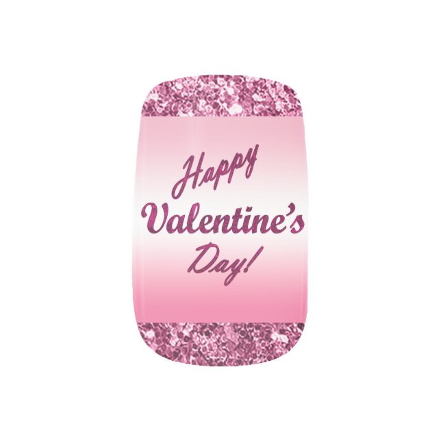Happy Valentine's Day Glam Edition Minx Nail Art (Left Thumb)