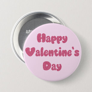 Happy Valentine's Day Glitter Button