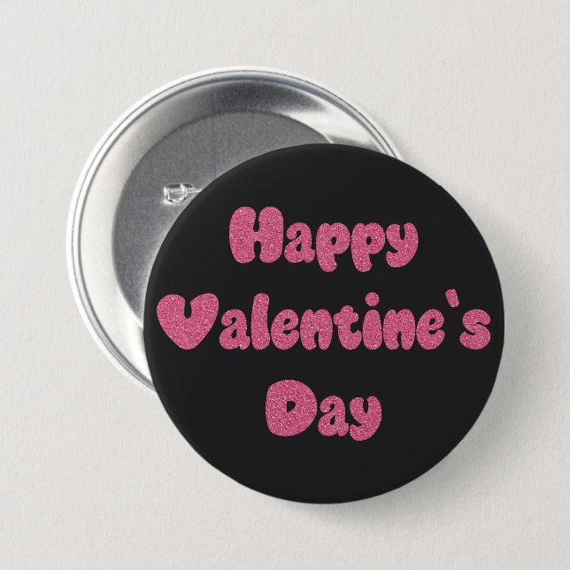 Happy Valentine's Day Glitter Button (Front & Back)