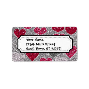 Happy Valentine's Day Glitter Love Bling Hearts Label