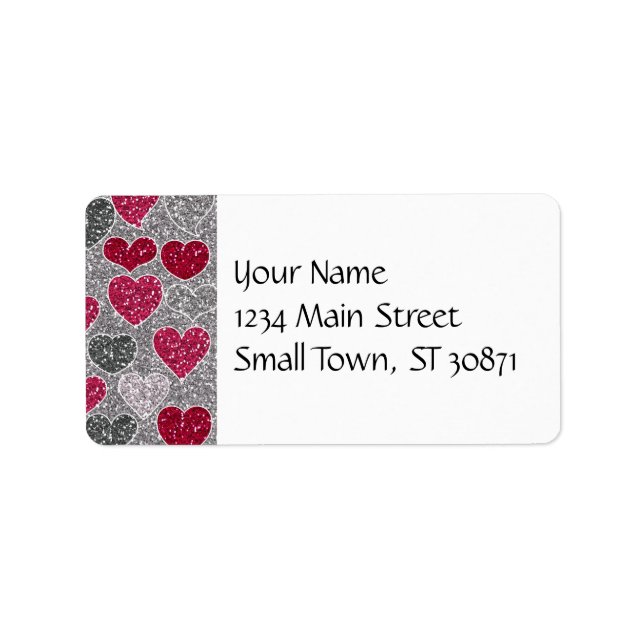 Happy Valentine's Day Glitter Love Bling Hearts Label (Front)
