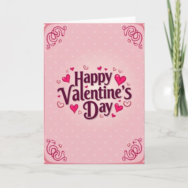 Happy Valentines Day Glossy Heart Card (Front)