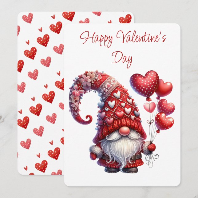 Happy Valentine's Day Gnome  Holiday Card (Front/Back)